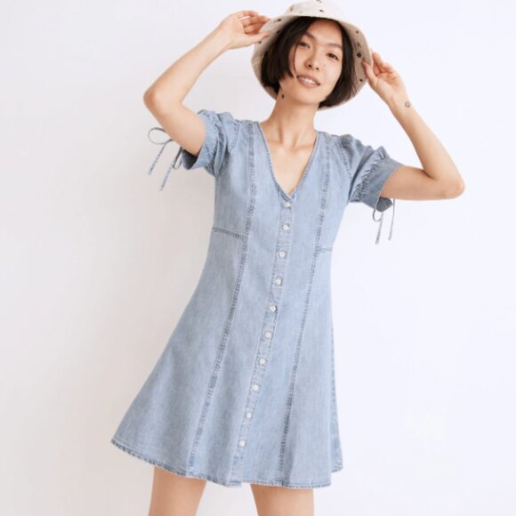 Madewell Button-Front Mini Dress: TENCEL™ Denim Edition - Picture 1 of 2